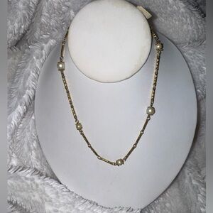 Vintage 1928 Goldtone & Pearl 16" Necklace
